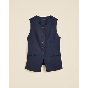 J.Crew Cutaway vest top in linen Navy Size 2‎ NWT